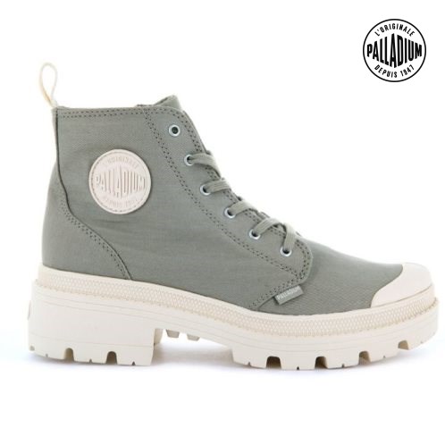 Bottes Palladium Pallabase Twill Femme Vert | FR TYW695Q